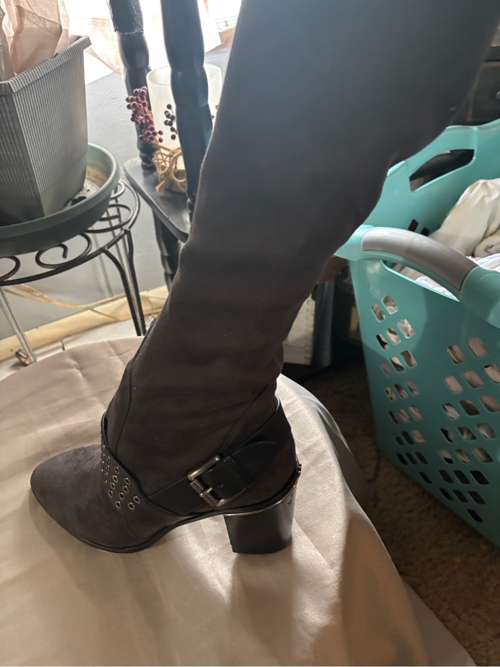 MICHAEL Michael Kors Black Over-the-Knee Zip heel boots, suede and leather